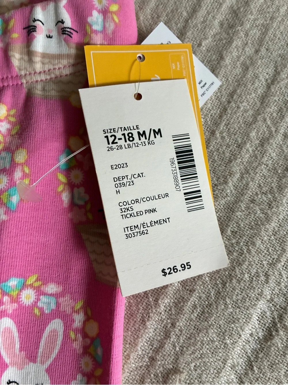 Gymboree Pink Bunny Floral Easter Basket Long Pants 12 - 18 month Cotton NEW $27